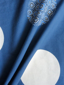 Indigo Blue White Ajrakh Printed Cotton Fabric Per Meter - F003F1506