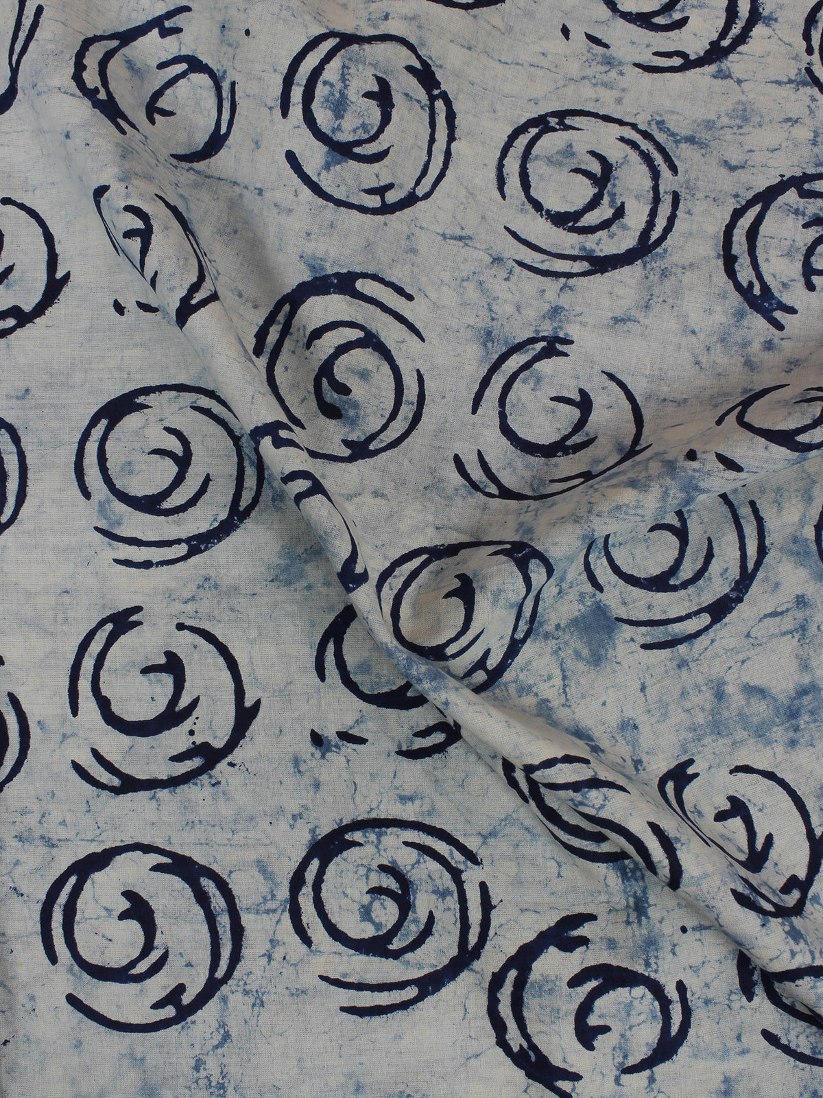 Indigo Hand Block Printed Cotton Cambric Fabric Per Meter - F0916116