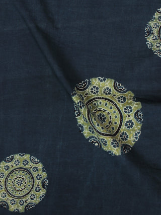 Indigo Green Ivory Ajrakh Printed Cotton Fabric Per Meter - F003F864