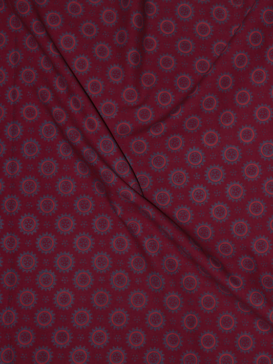 Maroon Pink Blue Ajrakh Printed Cotton Fabric Per Meter - F0916715