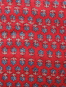 Red Indigo Black Ajrakh Hand Block Printed Cotton Fabric Per Meter - F003F1533