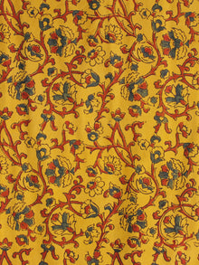 Yellow Blue Maroon Ajrakh Hand Block Printed Cotton Blouse Fabric - BPA054