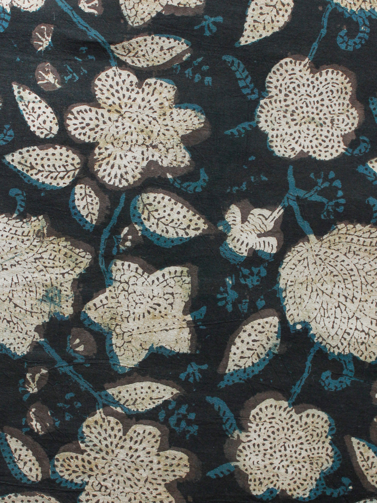 Black Blue Brown Beige Hand Block Printed Cotton Fabric Per Meter - F001F1360