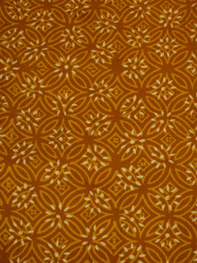 Mustard Ivory Hand Block Printed Cotton Cambric Fabric Per Meter - F0916163