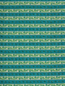 Green White Blue Hand Block Printed Cotton Fabric Per Meter - F001F2021