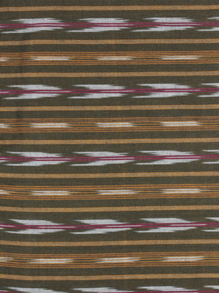 Green Biege Ivory Maroon Pochampally Hand Weaved Ikat Fabric Per Meter - F0916742