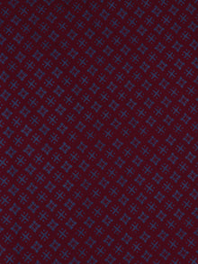 Dark Maroon Blue Block Printed Cotton Fabric Per Meter - F0916701