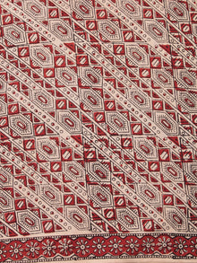 OffWhite Red Black Hand Block Printed Cotton Fabric Per Meter - F001F2466