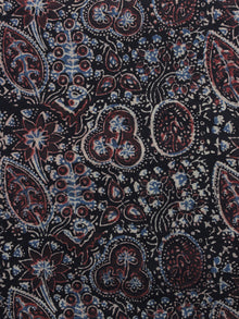 Black Ivory Maroon Blue Ajrakh Printed Cotton Fabric Per Meter - F003F1188