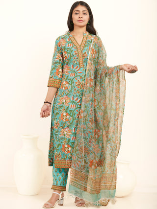 Jashn Ridhi Set Of Kurta Pants Kota Dupatta