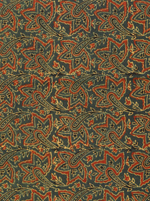 Green Maroon Black Yellow Ajrakh Block Printed Cotton Fabric Per Meter - F003F1763