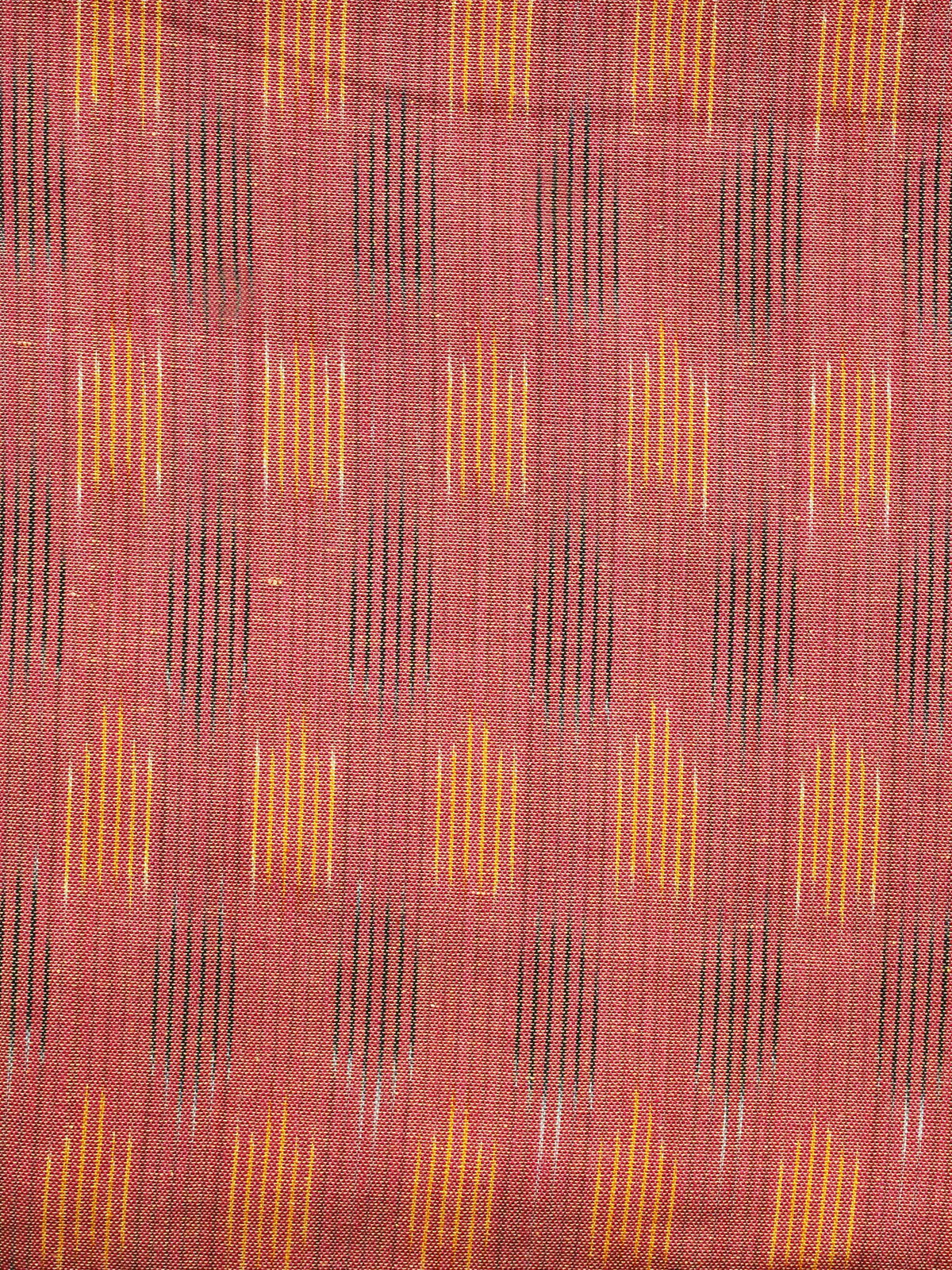Peach Yellow Pochampally Hand Weaved Ikat Fabric Per Meter - F003F1244
