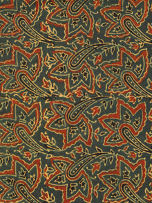 Green Maroon Black Yellow Ajrakh Block Printed Cotton Fabric Per Meter - F003F1763