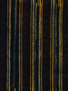 Yellow Green Black Brown Ajrakh Hand Block Printed Cotton Blouse Fabric - BPA030