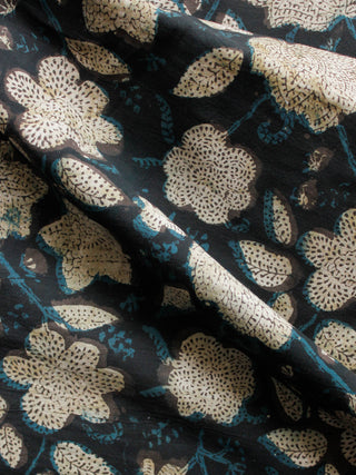 Black Blue Brown Beige Hand Block Printed Cotton Fabric Per Meter - F001F1360