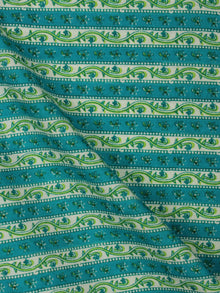 Green White Blue Hand Block Printed Cotton Fabric Per Meter - F001F2021