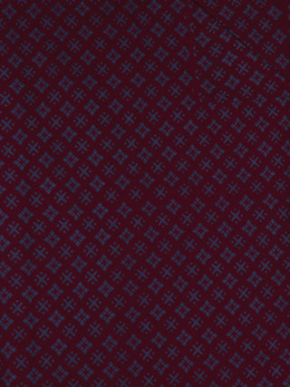 Dark Maroon Blue Block Printed Cotton Fabric Per Meter - F0916701