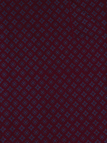 Dark Maroon Blue Block Printed Cotton Fabric Per Meter - F0916701