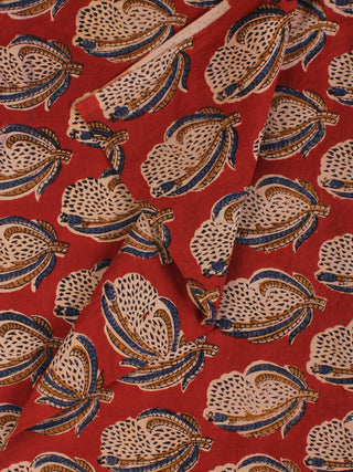 Red Indigo Ivory Hand Block Printed Cotton Fabric Per Meter - F001F2152