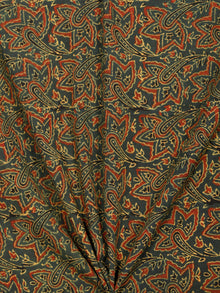 Green Maroon Black Yellow Ajrakh Block Printed Cotton Fabric Per Meter - F003F1763