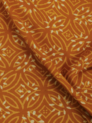 Mustard Ivory Hand Block Printed Cotton Cambric Fabric Per Meter - F0916163