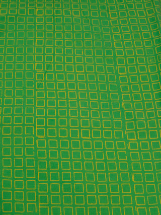Mint Green Yellow Hand Block Printed Cotton Fabric Per Meter - F0916181