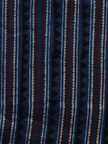 Indigo Ivory Black Brown Ajrakh Hand Block Printed Cotton Blouse Fabric - BPA031