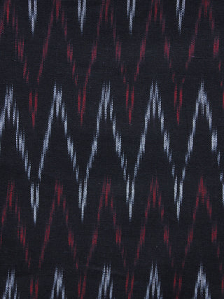 Black Maroon White Pochampally Hand Weaved Ikat Fabric Per Meter - F003F1239