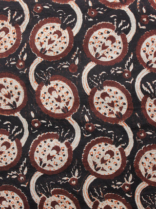 Brown Rust Beige Hand Block Printed Cotton Fabric Per Meter - F001F1361