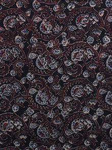 Black Maroon Blue Ajrakh Printed Cotton Fabric Per Meter - F003F1185