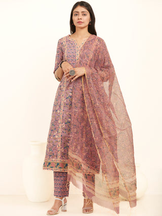 Jashn Vrishti Set Of Kurta Pants Kota Dupatta