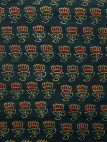 Pine Green Yellow Red Black Ajrakh Hand Block Printed Cotton Blouse Fabric - BPA0133