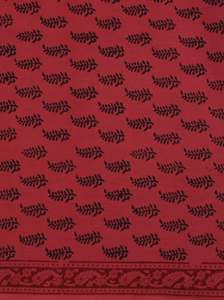 Jam Red Black Bagh Printed Cotton Fabric Per Meter - F005F2083