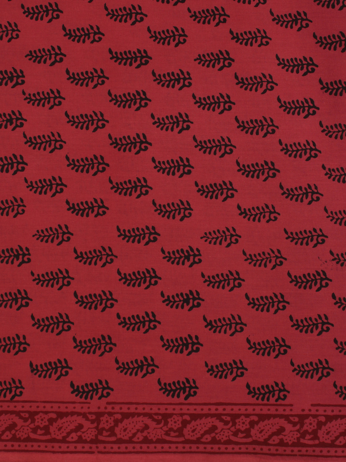 Jam Red Black Bagh Printed Cotton Fabric Per Meter - F005F2083