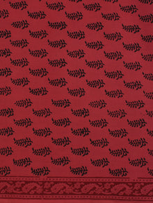 Jam Red Black Bagh Printed Cotton Fabric Per Meter - F005F2083