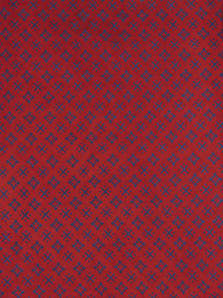 Red Blue Block Printed Cotton Fabric Per Meter - F0916702