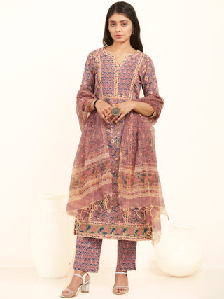 Jashn Vrishti Set Of Kurta Pants Kota Dupatta