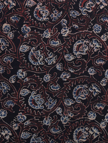 Black Maroon Blue Ajrakh Printed Cotton Fabric Per Meter - F003F1185