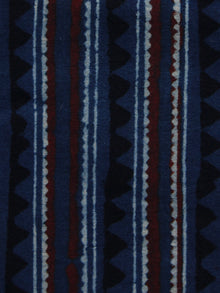 Indigo Ivory Black Brown Ajrakh Hand Block Printed Cotton Blouse Fabric - BPA031