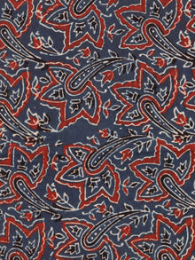 Indigo Maroon Black Beige Ajrakh Block Printed Cotton Fabric Per Meter - F003F1764