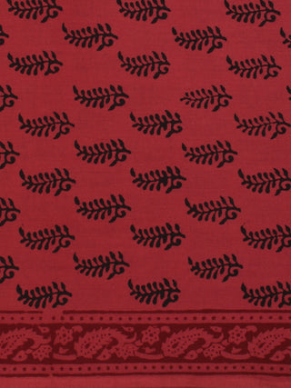 Jam Red Black Bagh Printed Cotton Fabric Per Meter - F005F2083