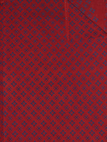 Red Blue Block Printed Cotton Fabric Per Meter - F0916702