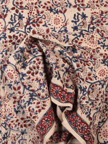 OffWhite Red Indigo Hand Block Printed Cotton Fabric Per Meter - F001F2467