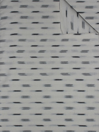 Ivory Black Pochampally Hand Weaved Ikat Fabric Per Meter - F0916743