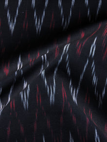 Black Maroon White Pochampally Hand Weaved Ikat Fabric Per Meter - F003F1239