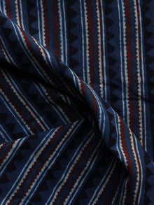 Indigo Ivory Black Brown Ajrakh Hand Block Printed Cotton Blouse Fabric - BPA031