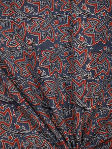 Indigo Maroon Black Beige Ajrakh Block Printed Cotton Fabric Per Meter - F003F1764