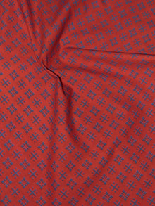 Red Blue Block Printed Cotton Fabric Per Meter - F0916702