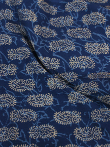 Indigo White Hand Block Printed Cotton Cambric Fabric Per Meter - F0916160