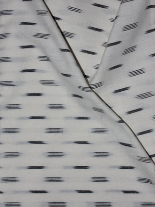 Ivory Black Pochampally Hand Weaved Ikat Fabric Per Meter - F0916743